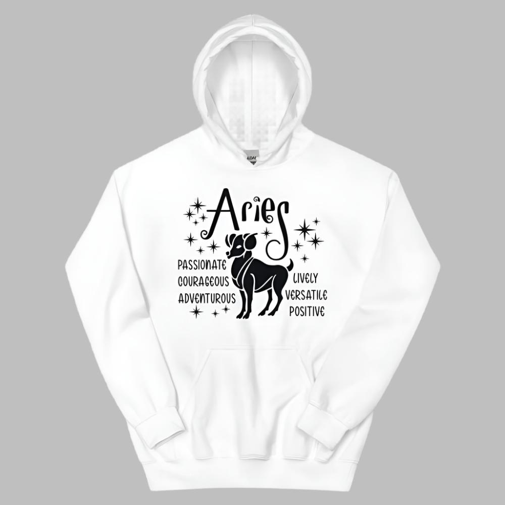 Aries Zodiac Positive Traits Hoodie - White Color - https://ascensionemporium.net